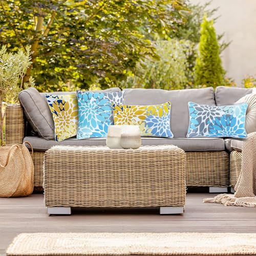 JMGBird Outdoor Throw Pillows Waterproof Outdoor Pillows for Couch - color: Light Blue With White