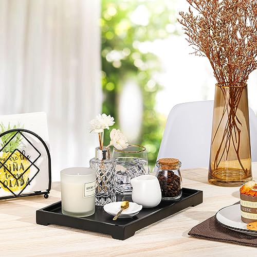 Luxspire Marble Tray for Soap Dispenser Perfume Jewelry, L, Matte Black - color: C - Black, style: Large
