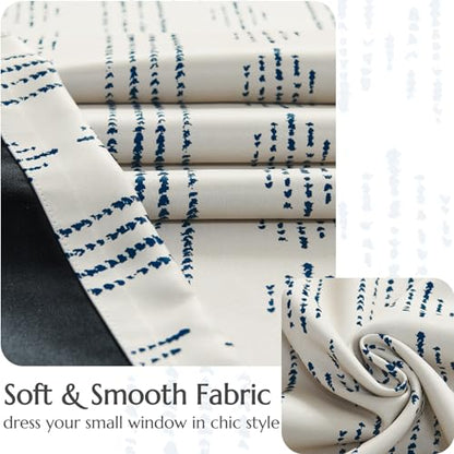 jinchan Striped Window Valance 16 Inch Modern Boho 1 Panel Blue on Beige - color: Boho| Blue on Beige, size: 52"W x 16"L (Pack of 1)