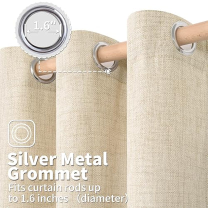 BGment Begie Faux Linen Curtains 63 Inch Length 2 Panels for Bedroom - color: B - Linen Beige, size: 52"W x 63"L (Pack of 2)