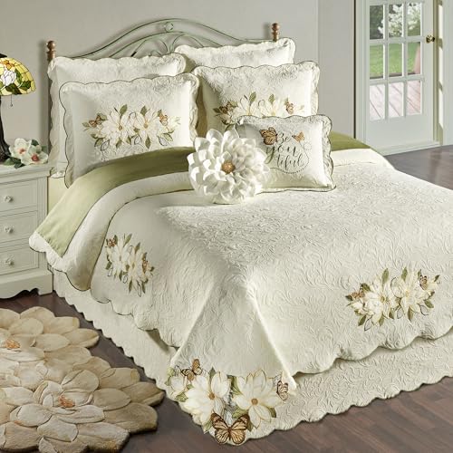 Sweetbay Garden Lightweight Ivory Matelasse Bedding, Full, 10 Pc Set - size: 10 Piece Full Coverlet Set