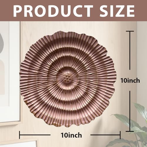 Metal Wall Sculpture, 10'' Round Textured Radiant Sunburst Wall Decor - color: 053A-Pink