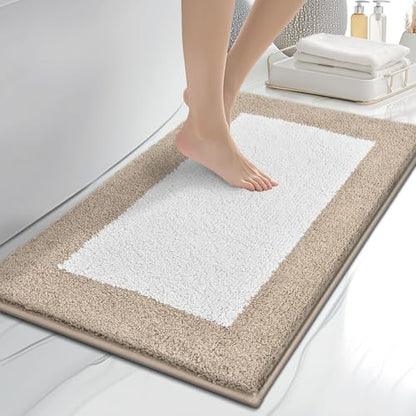 anllugs Bathroom Rugs, 20" x 30" Soft Bath Rugs, Beige & White - color: Beige & White, size: 20" X 30"