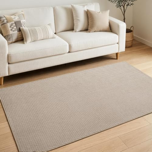 Sunfly 4x6 Washable Area Rug with Non Slip Rubber Backing Beige - color: Beige, size: 4' x 6' (Rectangular)