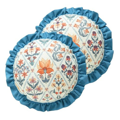 ISAENNE Designer Round Throw Pillow Cover,Set of 2,Diameter 16" - color: Floralsea a, size: 16" x 16" (Pack of 2)