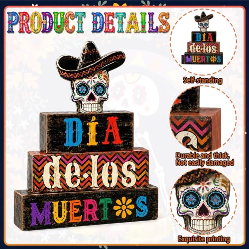 4Pcs Day of the Dead Table Decorations Dia De Los Muertos Sign Decor - style: Day of the Dead