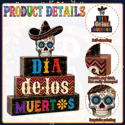 4Pcs Day of the Dead Table Decorations Dia De Los Muertos Sign Decor - style: Day of the Dead