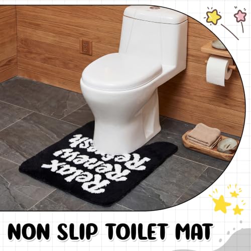 U Shaped Toilet Rug Washable Cute Bath Mat 24x20,Relax Renew Refresh - style: Relax Renew Refresh
