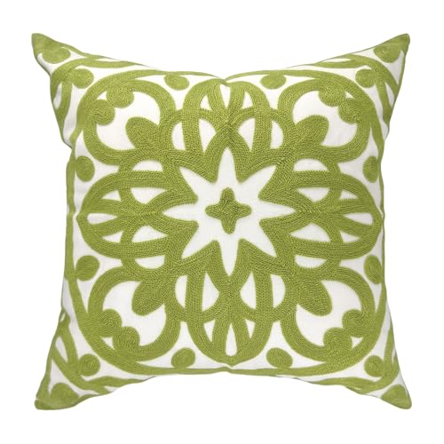 Alysheer Embroidered Decorative Throw Pillow Cover 20"x 20", 1pc Chartreuse - color: Chartreuse Green, size: 20" x 20" (Pack of 1)