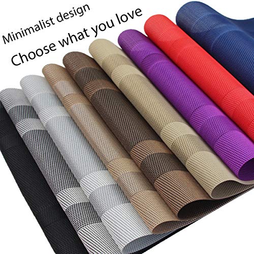 PIGCHCY Placemats,Washable Vinyl Woven Table Mats,Elegant Durable Placemats for Dining Table Set of 4 (18 x 12 inches, Pure Black) - color: Box: Black Pure, size: 4 Placemats