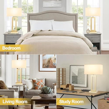 22" Tall Touch Lamps for Nightstand with USB C+A, 3 Way Dimmable Gold Lamp - color: A. White&Gold, size: Large(22in)