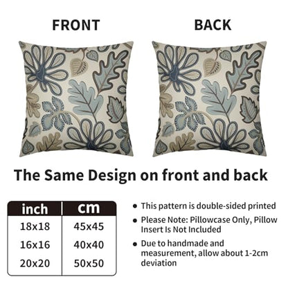 Tropical Pillow Covers 18X18 Set of 2, Blue Brown Tan Monstera Palm Leaf Summer Print Abstract Decorative Throw Pillowcases Outdoor Boho Farmhouse Seasonal Cushion Cases Couch Sofa Bed Decor - size: 18" x 18" (Pack of 2)