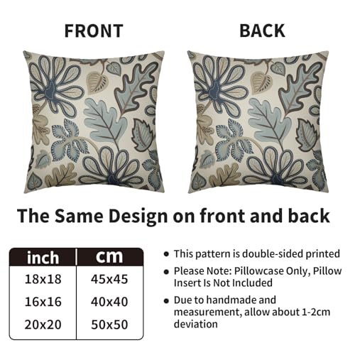Tropical Pillow Covers 22X22 Set of 2, Blue Brown Tan Monstera Palm Leaf Summer Print Abstract Decorative Throw Pillowcases Outdoor Boho Farmhouse Seasonal Cushion Cases Couch Sofa Bed Decor - size: 22" x 22" (Pack of 2)