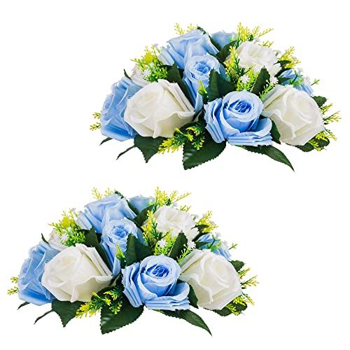 Flower Centerpieces for Wedding Tables: Blue & White, 2 Packs - color: Blue & White