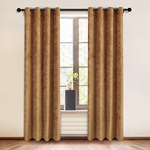 ELKCA Double-Sided Chenille Window Curtains for Living Room Luxury Bronze Room Curtains for Window, Grommet Top (52" W x 104" L, 2 Panels) - color: Bronze, size: 52"W x 104"L (Pack of 2)