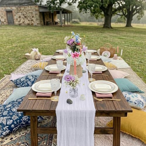 10 Pack White Cheesecloth Table Runner 17 x 108 Inch - color: White, size: 10Pcs - 9 Ft