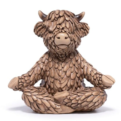 Hodao Meditation Highland Cow Figurine, Farmhouse Decor, Zen Desk Statue - color: Meditation Cow