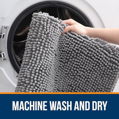 OLANLY Bathroom Rugs 30x20, Extra Soft Absorbent Chenille Bath Rugs - color: Grey, size: 30" X 20"