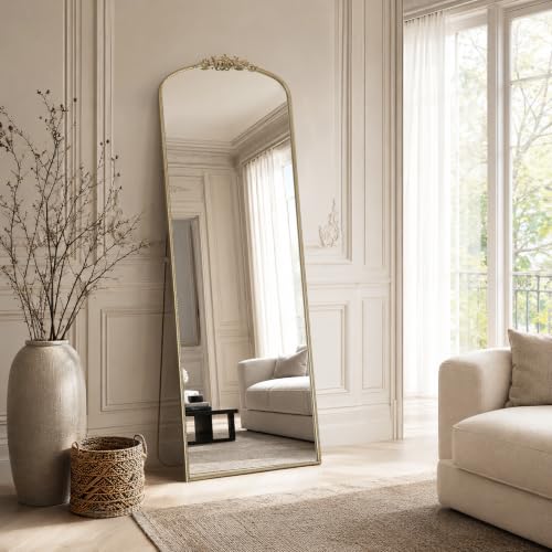 HOMECOOKIN Gold Vintage Arched Full Length Mirror, 70"X24" Antique Baroque Mirror, Wall Mounted Mirror with Ornate Frame, Floor Mirror for Bedroom/Living Room/Entryway/Hallway/Wall, Hanging or Leaning - color: Gold, size: 70"L x 24"W