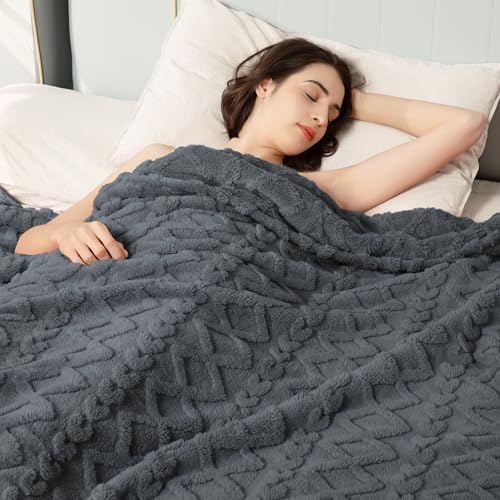Aganear Fleece Throw Blanket for Couch Sofar 50"x60" Grey - color: Gray, size: Throw(50×60in)