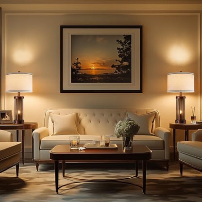 RORIA Set of 2 Farmhouse Table Lamps for Living Room with 2 USB Ports - color: Red Bronze