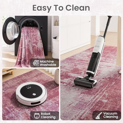 Merelax 3x5 Pink Area Rug Washable Non-Slip Low Pile Entryway Carpet - color: Pink, size: 3' x 5'(36''x60'')