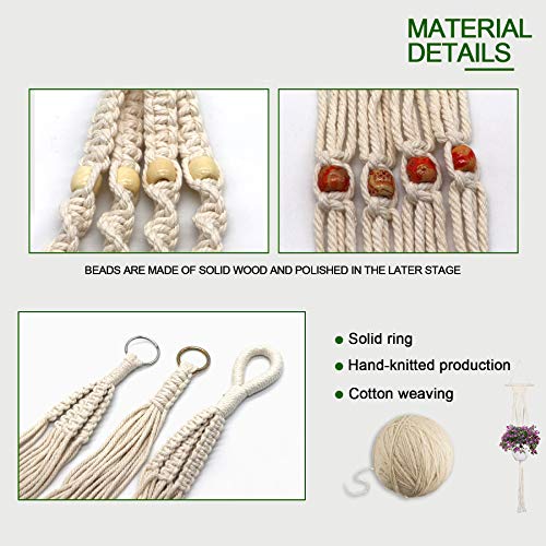 IGaiety 5 Pack Macrame Plant Hangers with Hooks for Indoor Outdoor Decor - size: 5 Pack