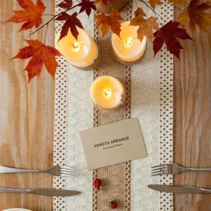 Keketoarrange Boho Macrame Table Runner 12x36 Inch - color: Beige Brown, size: 36"L