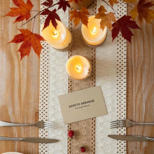 Keketoarrange Boho Macrame Table Runner 12x48 Inch - color: Beige Brown, size: 48"L