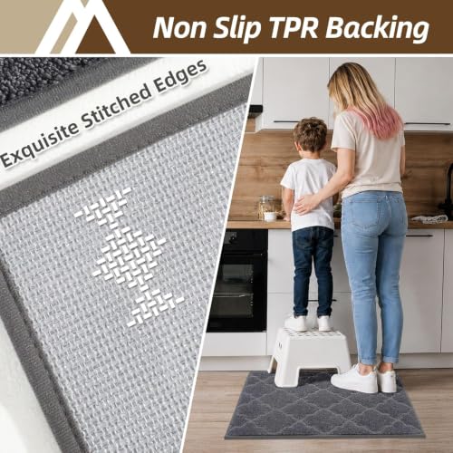 COSY HOMEER Kitchen Rugs Non Slip Washable 24"x36",Dark Grey - color: Dark Grey, size: 24"X 36"