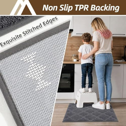 COSY HOMEER Kitchen Rugs Non Slip Washable 24"x36",Dark Grey - color: Dark Grey, size: 24"X 36"