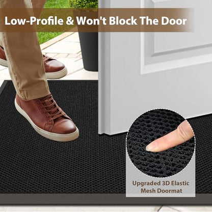 Front Door Mat Outside Entrance Welcome Mat 24"x36" Black 2x3 ft - color: Black, size: 24"x36"