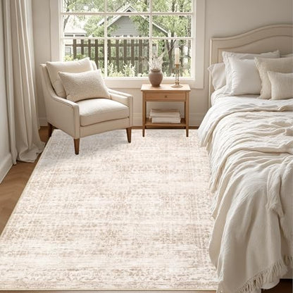 4x6 Area Rugs Living Room: Washable Rug for Bedroom Beige Brown - color: Beige Brown, size: 4' x 6' (Rectangular)