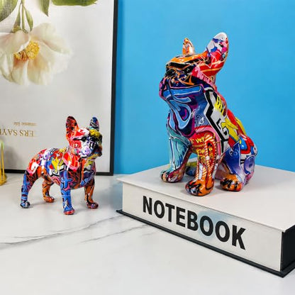 French Bulldog Statue Sculpture Modern Graffiti Dog Home Decor Figurine - color: C1