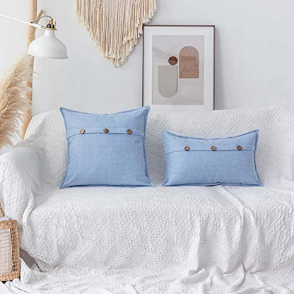 Home Brilliant 12x20 Pillow Cover with Triple Buttons Lumbar Pillow Cover for Sofa Couch Bench Rectangular Throw Pillow Cover, Set of 2, 12 x 20 inch (30x50cm), Light Blue - color: Sky Blue, size: 20" x 12" (Pack of 2)