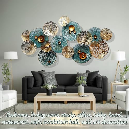 edaknez Large Metal Wall Art, 50"x26" Metal Lotus Leaf Flower Wall Decor - color: C 50 inch x 26 inch