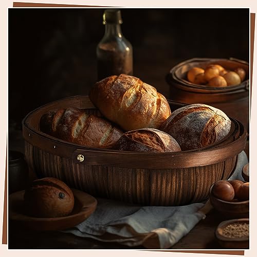 Sintuff 6 Pcs Wicker Baskets with Handles, 3 Sizes,Coffee - color: Coffee