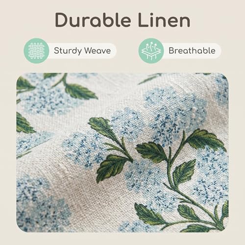 COMMINY Blue Dhalia Linen Pillow Covers 18x18 Set 6 Farmhouse Throw Cover - color: Green Flower, size: 18" x 18" (Pack of 6)