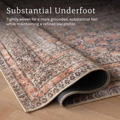 Rustica 5' x 8' Terracotta & Black Area Rug - Persian-inspired design - size: 5' x 8' (Rectangular)