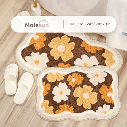 Molesun Floral Bath Mat 16x24, Soft Absorbent Microfiber Bath Rugs - color: Fragrant Flowers, size: 16" x 24"