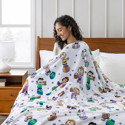 Berkshire Peanuts® VelvetLoft® Cute Character Snoopy Plush Blanket,Easter Gang 2025 White,Twin 60 in x 90 in (Official Peanuts® Product) - color: Easter Gang 2025 White, size: Twin (60 in x 90 in)