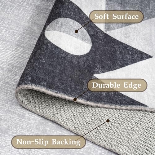 HOMFINE Washable Modern Area Rug - Geometric Style 10x13.9 Rugs for Living Room, Bedroom, Machine Washable Rug Soft Non Slip Non Shedding Area Rug - Grey, 10'x13.9' - color: Grey, size: 10' x 13.9'(Rectangular)