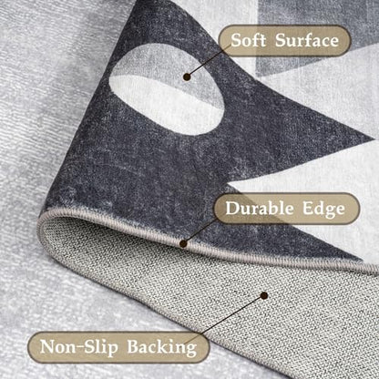 HOMFINE Washable Modern Area Rug - Geometric Style 10x13.9 Rugs for Living Room, Bedroom, Machine Washable Rug Soft Non Slip Non Shedding Area Rug - Grey, 10'x13.9' - color: Grey, size: 10' x 13.9'(Rectangular)