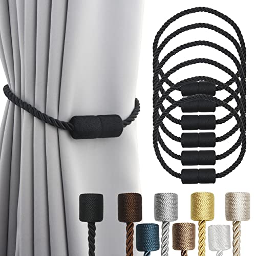 Magnetic Curtain Tiebacks Holdbacks Decorative Tie Backs for Windows Porlau - color: Black
