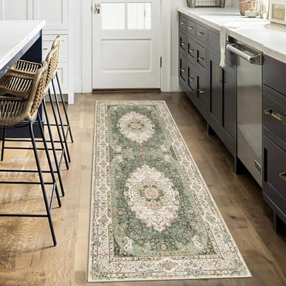 Washable Runner Rug 2'x6',Green Rug Runners Non Slip for Hallways - color: New Green, size: 2'x6'