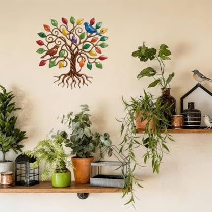 EVERJOYCRAFT Tree of Life Metal Wall Art Decor 10.7" Leaves Wall Sculpture