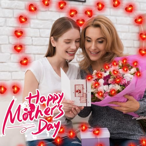 Valentine's Day Red Heart Fairy Lights 7Ft 20 LED Twinkle 3 Modes String Lights Battery Operated Waterproof Firefly Starry for Mason Jar Party Wedding Valentines Mother's Day,2 Pack - color: Red, size: 2