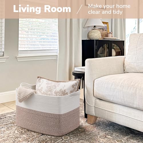 Goodpick 50L Large Woven Storage Basket, 18" x 14" x 12", Brown - color: Brown, size: 18"L x 14"W x 12"H