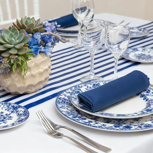 AmazingSpark Striped Table Runner Roll,Navy Blue,25' Long X 16" Wide - color: Navy Blue, size: 25' Long X 16" Wide