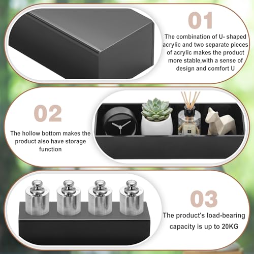 Chunful Black Acrylic Display Box Riser, 14"L x 4.5"W x 3"H Pedestal Stand - size: 14" L X 4.5" W X 3" H
